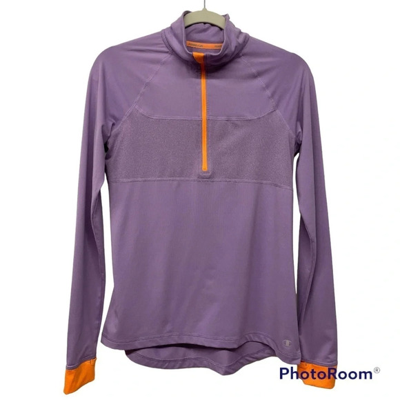 Champion Performance Purple & Orange Quarter Zip Jacket Running Top Small hi low - Picture 1 of 6